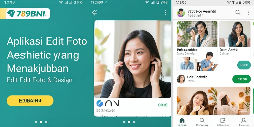 Antarmuka aplikasi 789BNI dengan berbagai fitur Edit Foto Aesthetic.