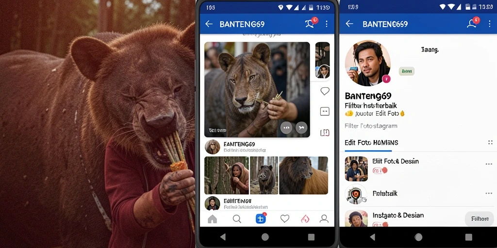 Antarmuka BANTENG69 yang modern dan fitur filter Instagram.