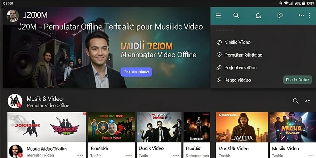 Antarmuka J200M yang ramah pengguna untuk Pemutar Video Offline.
