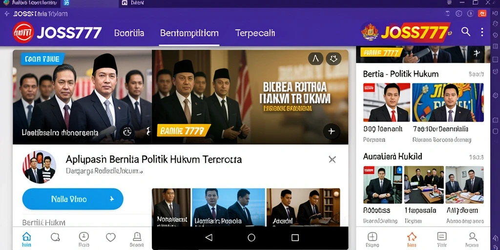 Antarmuka aplikasi JOSS777 yang modern dan informatif.