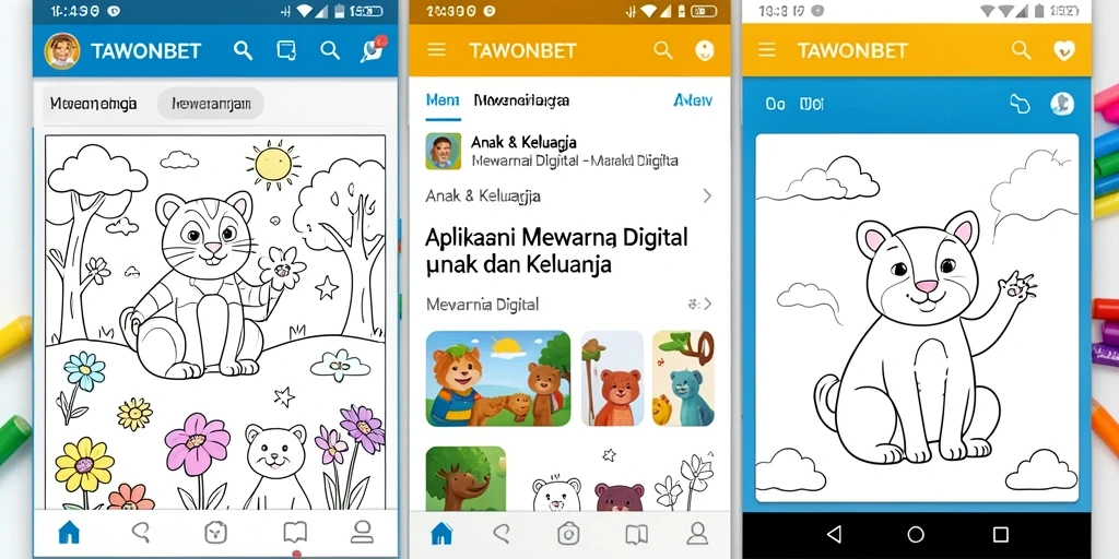 Tampilan utama TAWONBET dengan berbagai pilihan gambar mewarnai.