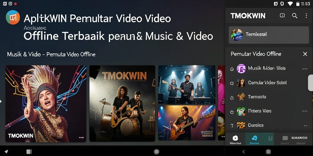 Tampilan antarmuka TMOKWIN Pemutar Video Offline yang modern dan mudah digunakan.