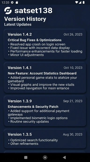 Riwayat Versi Satset138 untuk Pengguna Android